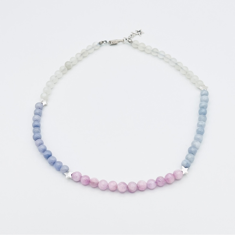 Precious gem choker with sterling star accents